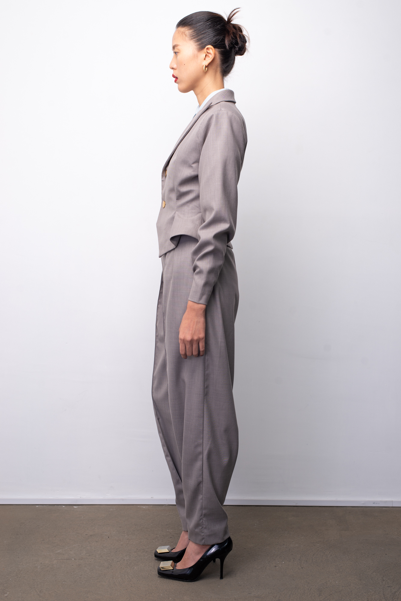 Charlie High-waisted Tailored Trousers (Charcoal) - PENNYYPINCHER